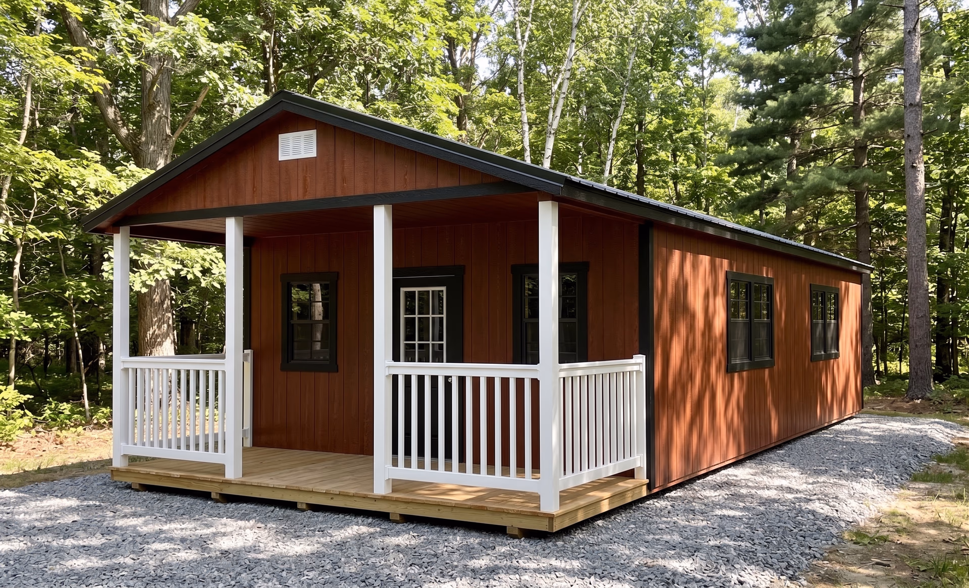 Mahogany urethane LP SmartSide cabin